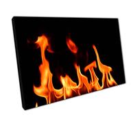 Roaring Fiery Orange Flames Burning Away Against A Black Background Photography Wall Art Print On Canvas Picture For Home Office Decor 45x30cm (18x12In)