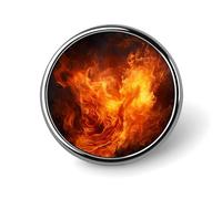 Roaring Flame Badges Circle with Button Design, Personalized Picture Pin Brooches, Round Badge Holders for Decorate Hat Shirt Clothing Bag Accessories