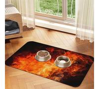 Roaring Flame Dog Food Mats for Floors, 12x18 Inch Non-Slip Super Absorbent Pet Food Mat, Dishwasher Dog Mat for Food and Water, Cute Rubber Quick Dry Pet Feeding Mat for Dogs Puppy Cats
