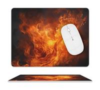 Roaring Flame Mouse Pad, 10 X 8 Inch PU Leather Mousepad with Smooth Surface, Square Waterproof Mouse Mat Non-Slip Ultra Thin Desk Pad for Gaming, Office & Home
