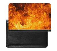 Roaring Flame Passport Holder PU Leather Slim Passport Cover with Card Slots Travel Document Holder Cover