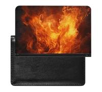 Roaring Flame Passport Holder with 3 Card Slots, Portable PU Leather Travel Wallet, Slim Protective Cover for Passport, ID, Credit Cards
