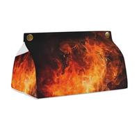 Roaring Flame Tissue Box Cover Rectangle Modern PU Leather Tissue Holder Farmhouse Napkin Holders Decorative Tissues Box Holder for Bathroom Kitchen Office Bedroom Dresser