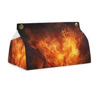 Roaring Flame Tissue Box Cover Rectangle Modern PU Leather Tissue Holder Farmhouse Napkin Holders Decorative Tissues Box Holder for Bathroom Kitchen Office Bedroom Dresser