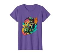 Roaring Flames Biker Cat on Motorcycle Design T-Shirt