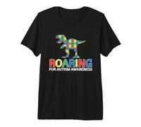 Roaring for Autism Awareness T Rex Dinosaur Boys Toddler Premium T-Shirt