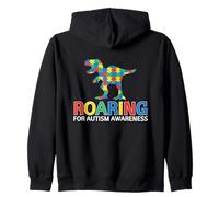 Roaring For Autism Awareness T Rex Dinosaur Boys Toddler Zip Hoodie