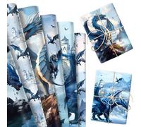 Roaring Good Time 12 Sheet Dragon Fantasy Wrapping Paper Renaissance Castle Gift Wrap Paper Desert DIY Craft Gift for Birthday Party Baby Shower Bridal Shower Gift Decoration