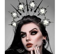 Roaring Good Time Black Halo Crown Spiked Crown Headband Sunburst Zip Tie Headpiece Goddess Costume for Wedding Photoshoot Cosplay Pageant Festival Renaissance