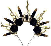Roaring Good Time Black Rose Medusa Headpiece Skull Snake Headband Goddess Costume Women's Christmas Party Accessory