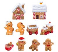 Roaring Good Time Christmas Gingerbread Man Miniature Ornament Kits for DIY Tiny Christmas Figurines Gingerbread Centerpiece Table Decoration for Xmas Village Home Gift Craft