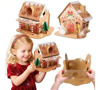 Roaring Good Time Gingerbread House Craft Set DIY Craft Set for Painting and Building a 3D House for Children Crafts Make Your Own House for Christmas and New Year Decoration
