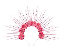 Roaring Good Time Halo Crown Spiked Crown Pink Sunburst Zip Tie Headpiece Goddess Costume for Wedding Photoshoot Cosplay Pageant Festival Renaissance