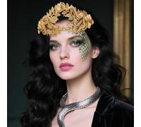 Roaring Good Time Medusa Headpiece Medusa Snake Crown Golden Snake Headband Medusa Costume Accessories Goddess Costume Women Halloween Christmas Party Costume