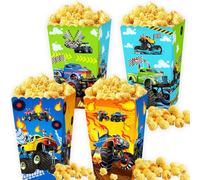 Roaring Good Time Monster Truck Party Popcorn Boxes Favor Boxes Candy Treats Bags for Smash and Crash Decoration Monster Truck Party Supplies Derby Birthday Decorations