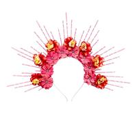 Roaring Good Time Pink Flower Halo Crown Spiked Crown Headband Pink Sunburst Zip Tie Headpiece Goddess Costume for Wedding Photoshoot Cosplay Pageant Festival Renaissance