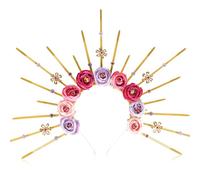 Roaring Good Time Rose Halo Crown Spiked Crown Headband Sunburst Zip Tie Headpiece Goddess Costume for Wedding Photoshoot Cosplay Pageant Festival Renaissance