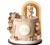 Roaring Good Time Teddy Bear Cake Decoration Christening Boy Cake Decoration Girl 1 Year Brown Cake Decoration Teddy Bear Cake Decoration for Birthday Party Wedding Baby Shower