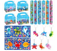 Roaring Good Time Under The Sea Party Bag Fillers DIY Animal Stickers Under the Sea Bag Boxes Ocean Sea Animals Party Favours Kids Girls Birthday Party Supplies