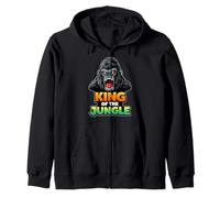 Roaring Gorilla Jungle Graphic Design Zip Hoodie