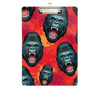 Roaring Gorilla Red Clipboard Acrylic Fashion Clipboards Cute Decorative Letter Size Clipboards with Low Profile Metal Clip for Students, Women, Man