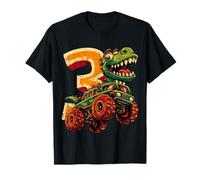 Roaring Into 3 - Dinosaur Monster Truck Birthday for Boy T-Shirt