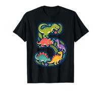 Roaring into 5 Five Year Old Dinosaur Birthday 5th Fifth T-Shirt