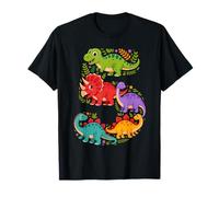 Roaring into 5 Five Year Old Dinosaur Birthday 5th Fifth T-Shirt