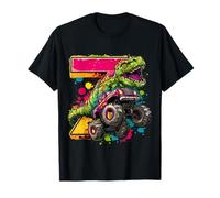 Roaring Into 7 - Dinosaur Monster Truck 7th Birthday Boy T-Shirt