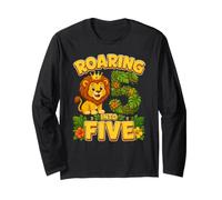Roaring Into Five Lion 5th Birthday 5 Years Old Long Sleeve T-Shirt
