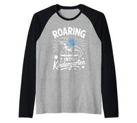 Roaring Into Kindergarten Dinosaur Kids School Raglan Baseball Tee