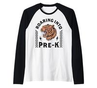 Roaring Into Pre-K Tiger Funny I'm Ready for Pre K Boy Girl Raglan Baseball Tee