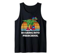 Roaring into Preschool Dinosaur T Rex Back to School Boys Tank Top