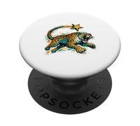 Roaring Jaguar Shooting Star Leopard Crouching Wild Animal PopSockets Adhesive PopGrip