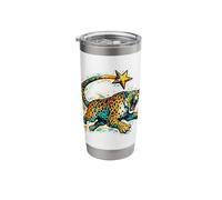 Roaring Jaguar Shooting Star Leopard Crouching Wild Animal Stainless Steel Insulated Tumbler