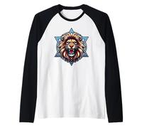Roaring Jewish Lion Star of David Judaism Pride Raglan Baseball Tee