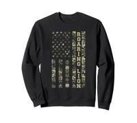 Roaring Lion American Flag Camouflage USA Distressed Style Sweatshirt
