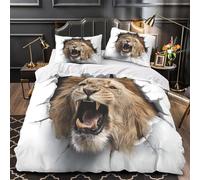 Roaring Lion Breakthrough Duvet Cover Sets Microfiber Quilt Cover Bedding Sets Bed Covers with Pillowcases with Zipper Closure Super King（260x220cm）