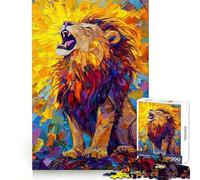Roaring Lion Colorful Palette Knife Painting 1000-piece Puzzle for Teenagers Mind Exercise Toy Mind Calm Design Assembly Cherished Gift (38x52cm)