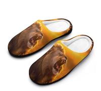 Roaring Lion Cotton Slipper Cozy Plush Slippers Indoor House Closed Toe Shoes Anti-Skid Comfortable 7-8(39-40