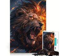 Roaring Lion From Hell Jigsaw Puzzles for Adults1000 Piece Brain Teaser Home Leisure Image Assembly Birthday Gift (38x52cm)