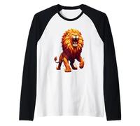 Roaring Lion Geometric Wild Jungle Lion Raglan Baseball Tee