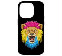 Roaring Lion Head In Pansexual Pride Colors Case for iPhone 14 Pro
