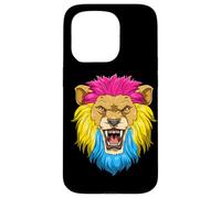 Roaring Lion Head In Pansexual Pride Colors Case for iPhone 15 Pro