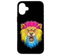 Roaring Lion Head In Pansexual Pride Colors Case for iPhone 16 Plus
