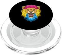 Roaring Lion Head In Pansexual Pride Colors PopSockets PopGrip for MagSafe