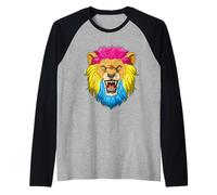 Roaring Lion Head in Pansexual Pride Colors Raglan Baseball Tee