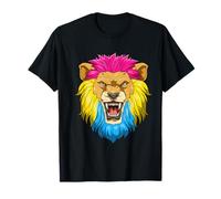 Roaring Lion Head in Pansexual Pride Colors T-Shirt