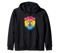 Roaring Lion Head In Pansexual Pride Colors Zip Hoodie