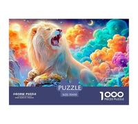 Roaring Lion in A Colorful, Dreamy Landscape 1000-Piece Jigsaw Puzzle Lion Brain Training Game for Adults & Kids 70x50cm/1000pcs